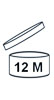 Symbol für die Angabe der Verwendungsdauer eines kosmetischen Produktes nach Öffnung (PAO), Beispiel: 12 Monate