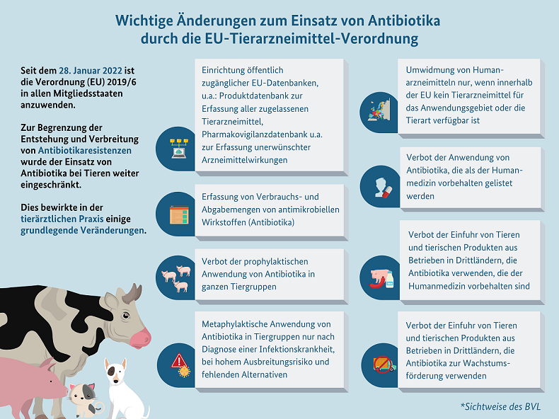 Das Bild zeigt eine Grafik zu den Veränderungen der EU-Tierarzneimittel-Verordnung